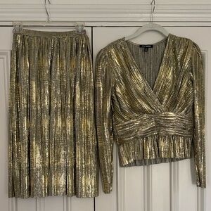Steve Madden Metallic Gold Top and Skirt Set